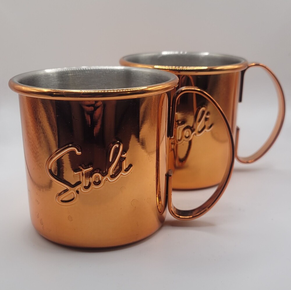 SET OF 2 - Stoli Vodka Copper Moscow Mule Mug 12oz